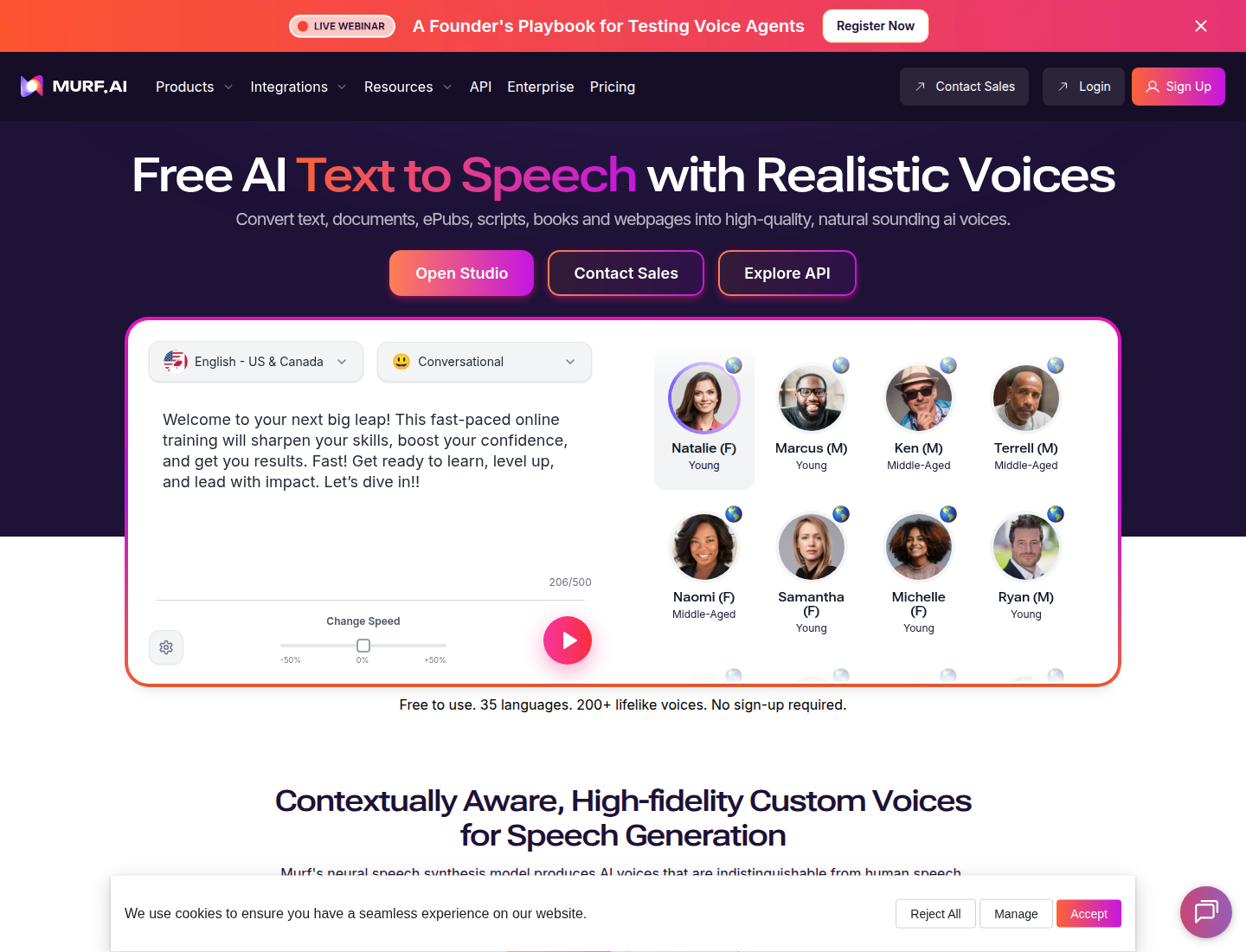 Murf AI voice generator product page