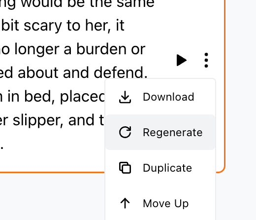 Regenerate option for a script block