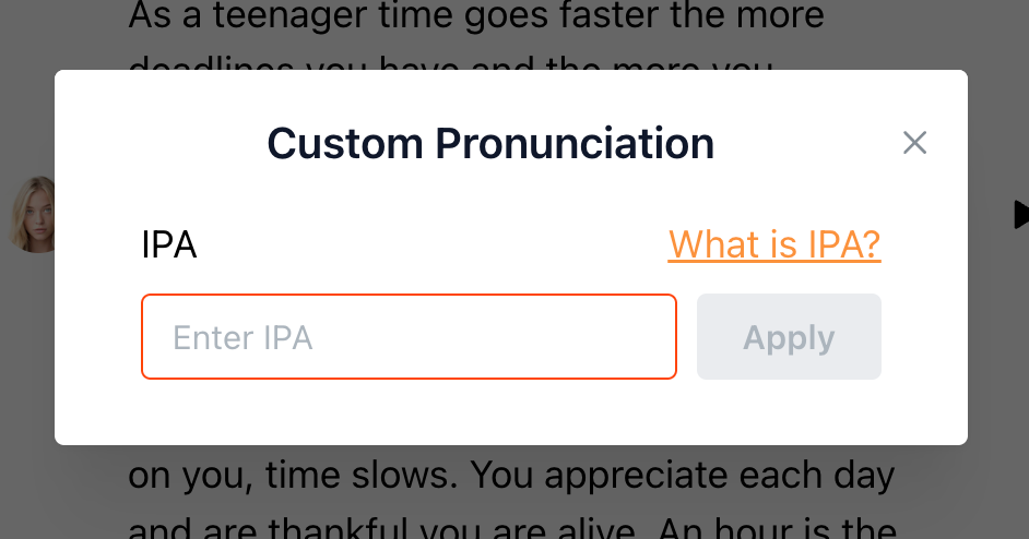 Custom Pronunciation dialog